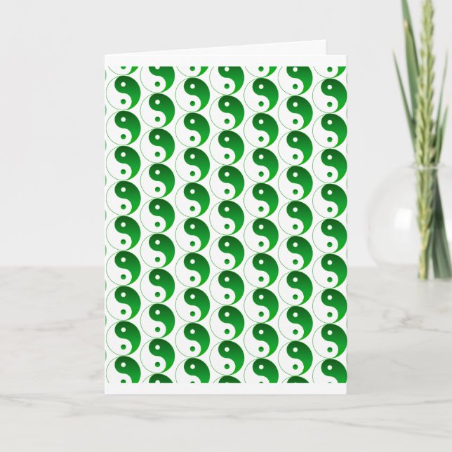 Cartes Pour Fêtes Annuelles Noël Vert Yin & Yang Motif (Devant)