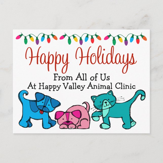Cartes Pour Fêtes Annuelles Noël - Vétérinaires - Groomers - SRF (Devant)