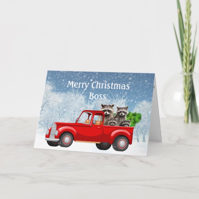 Cartes Pour Fêtes Annuelles Noël veut Boss tout le chargement de Raccoons (Devant)