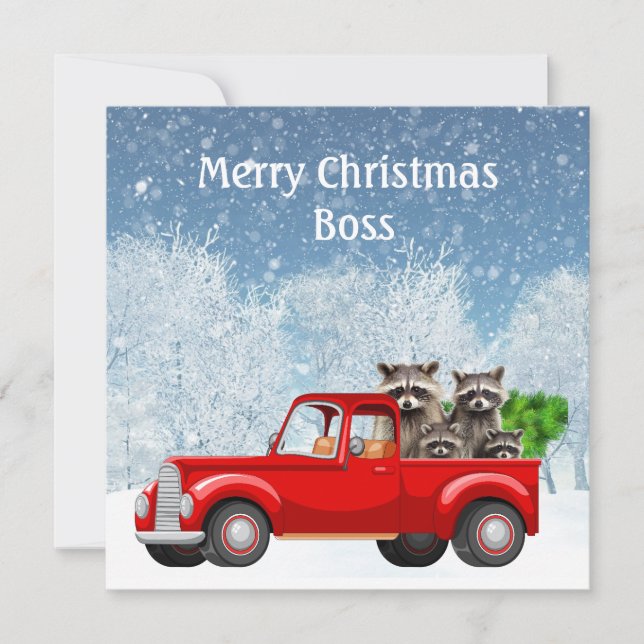 Cartes Pour Fêtes Annuelles Noël veut Boss tout le chargement de Raccoons (Devant)