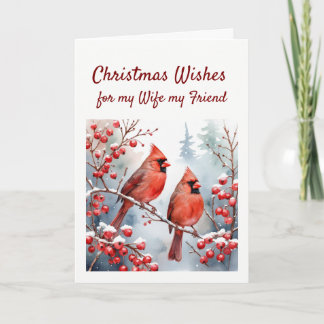 Cartes Pour Fêtes Annuelles Noël veut Red Cardinal Bird Femme Ami