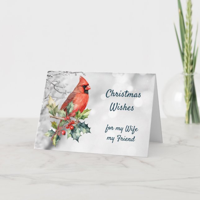 Cartes Pour Fêtes Annuelles Noël veut Red Cardinal Bird Femme Ami (Devant)