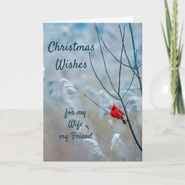 Cartes Pour Fêtes Annuelles Noël veut Red Cardinal épouse ami (Devant)