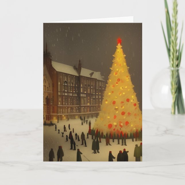 Cartes Pour Fêtes Annuelles Noël victorien britannique avec Gold Tree (Devant)