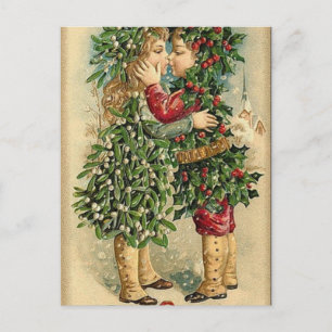 Cartes Pour Fêtes Annuelles Noël victorien Kiss Retro Vacances Vintages