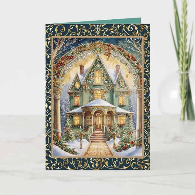 Cartes Pour Fêtes Annuelles Noël victorien orné (Devant)