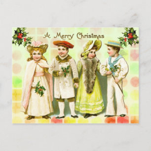 Cartes Pour Fêtes Annuelles Noël victorien vintage Salutation des enfants