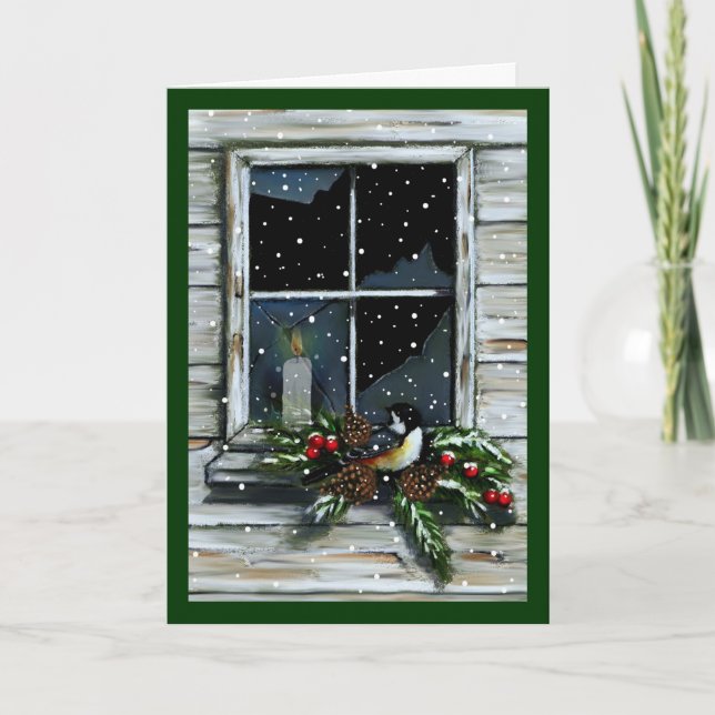Cartes Pour Fêtes Annuelles Noël : Vielle fenêtre de la grange : Jésus : Lumiè (Devant)