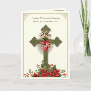 Cartes Pour Fêtes Annuelles Noël Vierge Marie Coeur Poinsettias