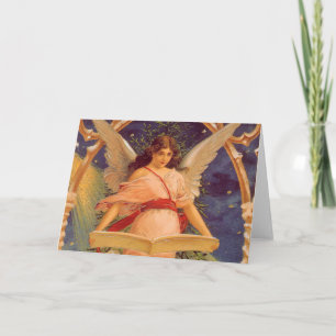 Cartes Pour Fêtes Annuelles Noël Vintage, Ange Victorien Lecture Bible
