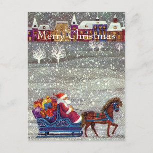 Cartes Pour Fêtes Annuelles Noël Vintage, Cheval du Père Noël
