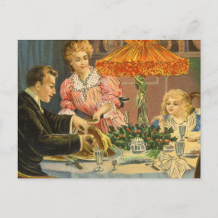 Cartes Pour Fêtes Annuelles Noël Vintage, Dîner de famille victorien