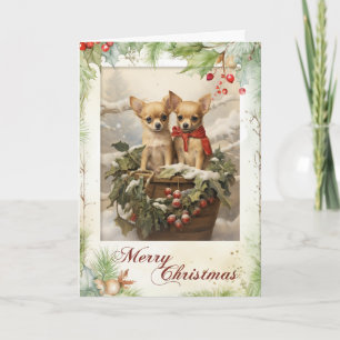 Cartes Pour Fêtes Annuelles Noël vintage du Chihuahua