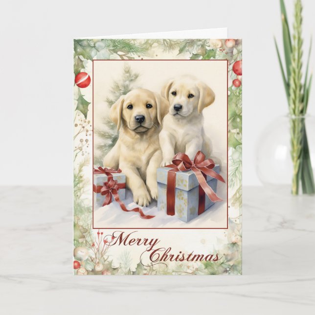Cartes Pour Fêtes Annuelles Noël vintage du Laboratoire Jaune (Devant)