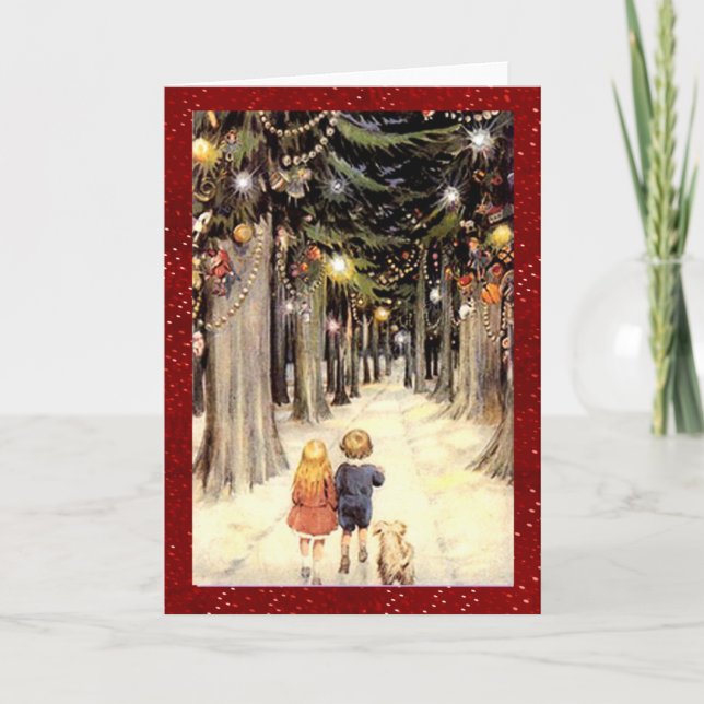 Cartes Pour Fêtes Annuelles Noël vintage du pays des merveilles d'hiver (Devant)