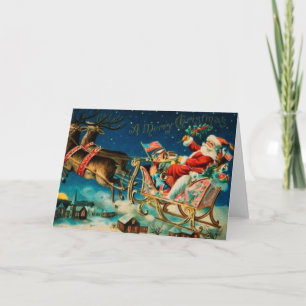 Cartes Pour Fêtes Annuelles Noël vintage du Père Noël Sleigh