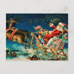Cartes Pour Fêtes Annuelles Noël vintage du Père Noël Sleigh
