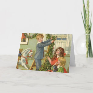 Cartes Pour Fêtes Annuelles Noël Vintage, Enfants Victoriens Décoration