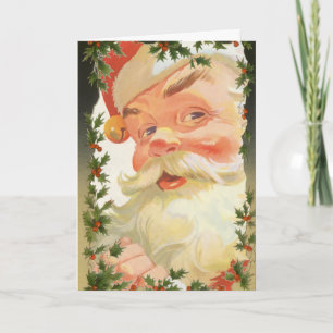 Cartes Pour Fêtes Annuelles Noël vintage, feuilles et baies de houx victorienn