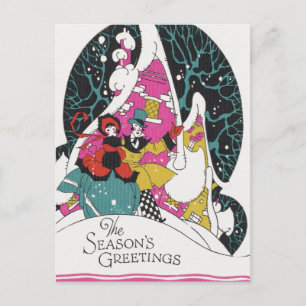 Cartes Pour Fêtes Annuelles Noël vintage, gens de la ville victorienne élégant