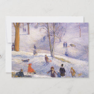 Cartes Pour Fêtes Annuelles Noël vintage, glissade, Central Park Glackens
