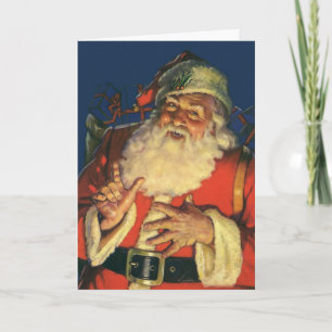 Cartes Pour Fêtes Annuelles Noël vintage, Jolly Santa Claus avec jouets
