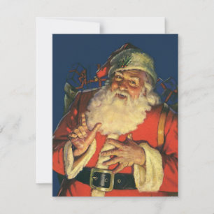 Cartes Pour Fêtes Annuelles Noël vintage, Jolly Santa Claus avec jouets