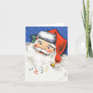 Cartes Pour Fêtes Annuelles Noël Vintage, Jolly Santa Claus avec musique