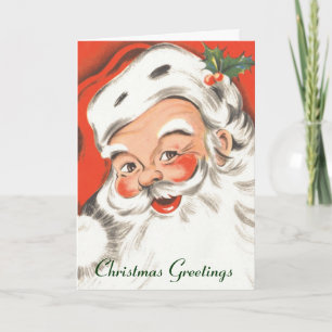 Cartes Pour Fêtes Annuelles Noël Vintage, Jolly Santa Claus avec Smile