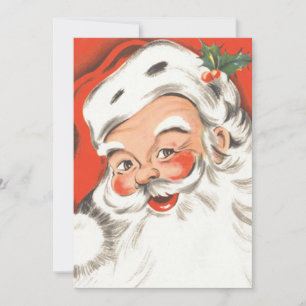 Cartes Pour Fêtes Annuelles Noël Vintage, joyeux Père Noël avec sourire