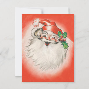 Cartes Pour Fêtes Annuelles Noël vintage, joyeux Père Noël rétro des années 50