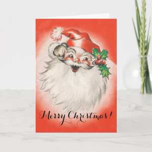 Cartes Pour Fêtes Annuelles Noël vintage, joyeux Père Noël rétro des années 50