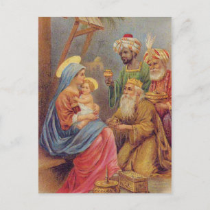 Cartes Pour Fêtes Annuelles Noël Vintage Nativité Jésus Illustration