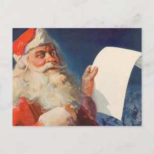 Cartes Pour Fêtes Annuelles Noël vintage, Père Noël Liste des enfants sages ou