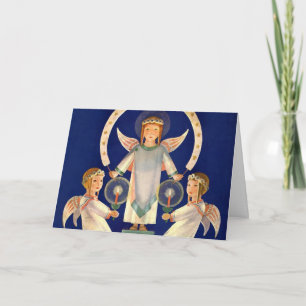 Cartes Pour Fêtes Annuelles Noël Vintage, Père Noël scandinave Lucia Angels