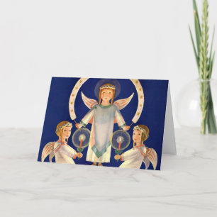 Cartes Pour Fêtes Annuelles Noël Vintage, Père Noël scandinave Lucia Angels
