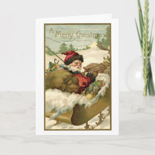 Cartes Pour Fêtes Annuelles Noël vintage, Père Noël victorien à Sleigh