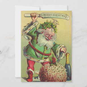 Cartes Pour Fêtes Annuelles Noël Vintage Retro Déplaisant Elfe Avec Couteau