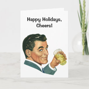 Cartes Pour Fêtes Annuelles Noël vintage, Rétro Homme des années 50 buvant un