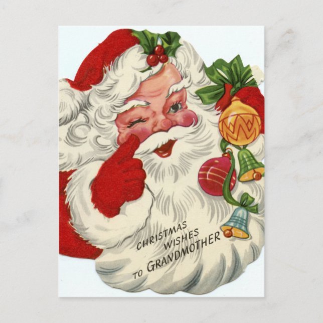 Cartes Pour Fêtes Annuelles Noël vintage rétro Père Noël (Devant)
