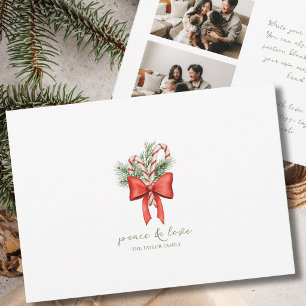 Cartes Pour Fêtes Annuelles Noël Vintage Simple Bonbon en Canne Arc Paix Amour