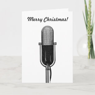 Cartes Pour Fêtes Annuelles Noël Vintage, Vieux Microphone Rétro