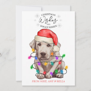 Cartes Pour Fêtes Annuelles Noël Voeux Chien Chiot Baisers Joli Animal Personn