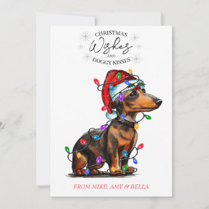 Cartes Pour Fêtes Annuelles Noël Voeux Chien Chiot Baisers Joli Animal Personn
