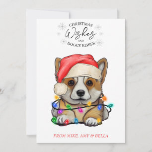 Cartes Pour Fêtes Annuelles Noël Voeux Chien Chiot Baisers Joli Animal Personn
