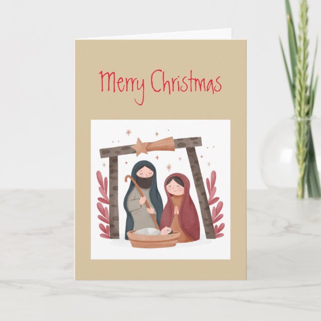 Cartes Pour Fêtes Annuelles Noël Voeux Nativité Paix Amour Joie (Devant)