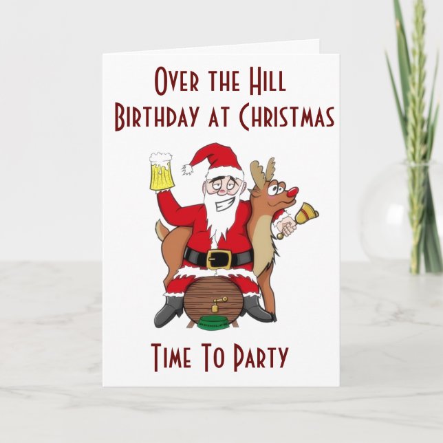 CARTES POUR FÊTES ANNUELLES NOËL & VOTRE NAISSANCE=BOIRE ET FÊTE (Devant)