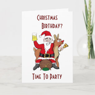 CARTES POUR FÊTES ANNUELLES NOËL & VOTRE NAISSANCE=BOIRE ET FÊTE