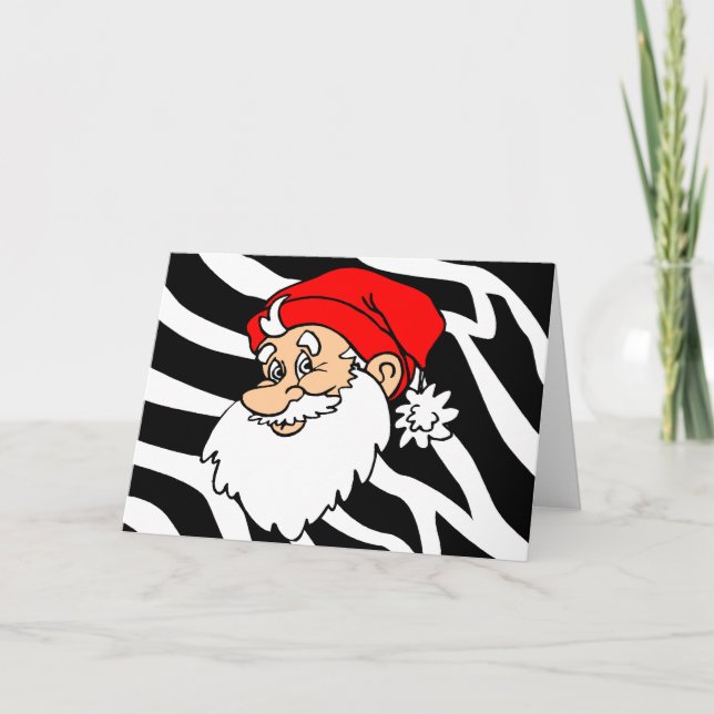Cartes Pour Fêtes Annuelles Noël Zebra Père Noël (Devant)