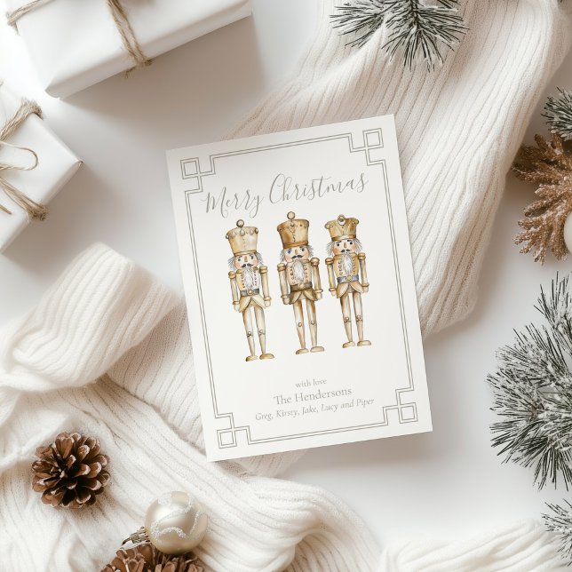 Cartes Pour Fêtes Annuelles Noêle Noisette Or (gold nutcracker christmas holiday card
)